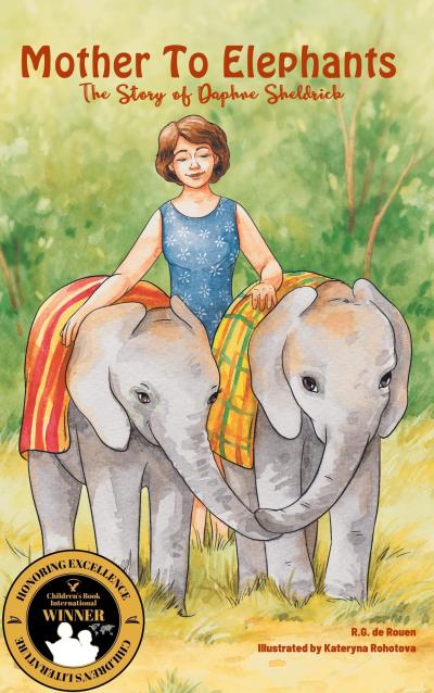 picture of Daphne with two elephants